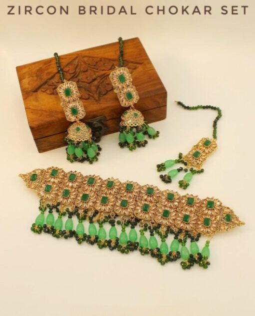 Zircon Bridal Chokar Set For Girl's