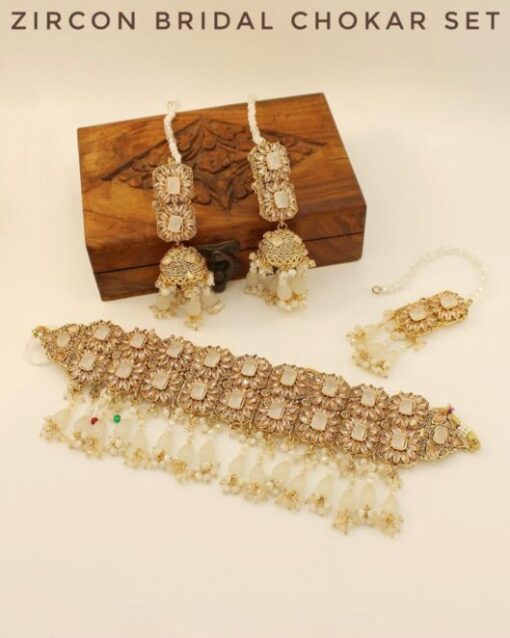 Zircon Bridal Chokar Set For Girl's