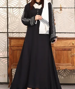 Double Georgette Embroidered Abaya Black